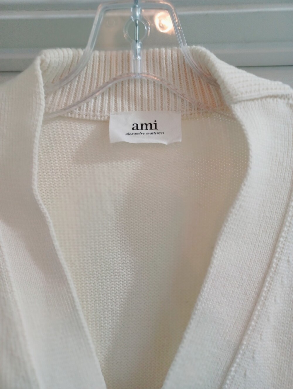 AMI Paris Alexandre Mattiussi Luxe Cream Cardigan with Red Heart 'A', L - Picture 3 of 11